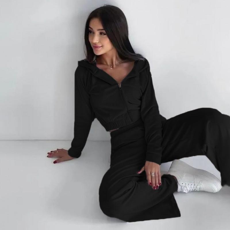 Womens Fall Hooded Sweatshirt Set 2 Piece Casual Streetwear Tracksuit Long Sleeve Pants