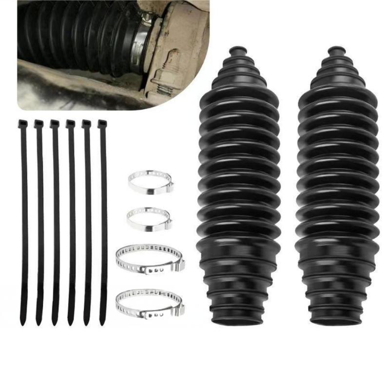 1/12Pcs Gear And Rack Silicone Cover With Clamps Universal Steering Tie Rod Dust Cover Kit Waterproof And Dustproof