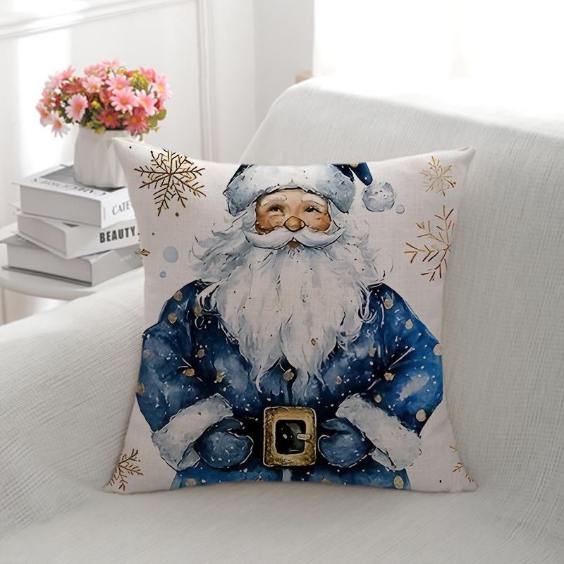 Weihnachtsstil Leinen Weihnachtsmann Dekorative Sofa Rückenlehne Beidseitig bedruckter Kissenbezug Kissenbezug