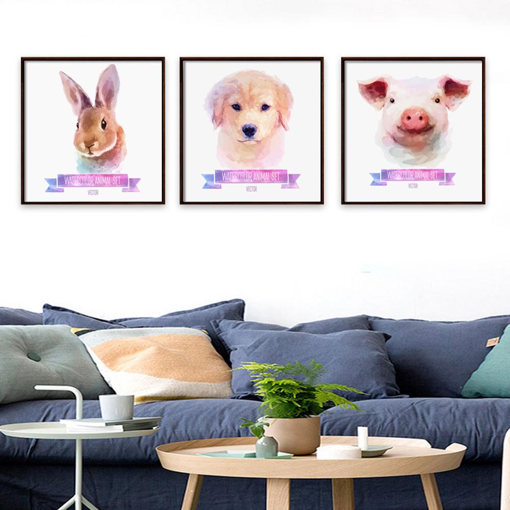 

Элегантная поэзия, простой милый мультфильм, голова животного, акварель, холст, живопись, художественный принт, постеры, настенная картина, украшение для дома