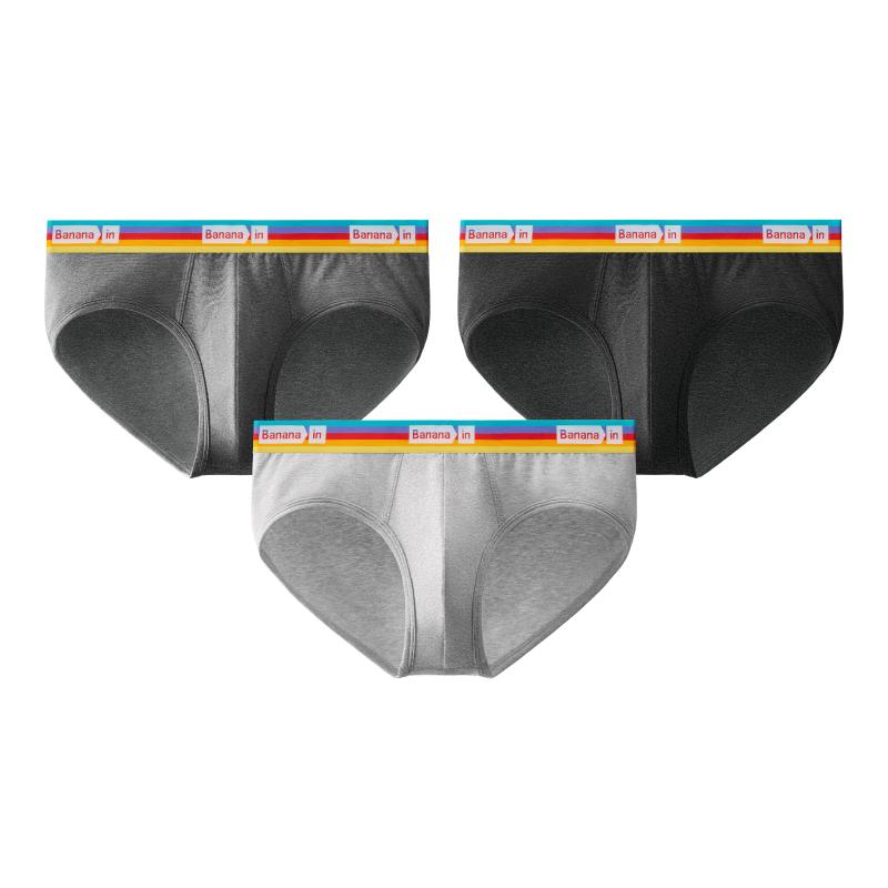 

Bananain Men s 301S Silver Skin Antibacterial Combed Cotton Sporty Briefs 3-Pack XL