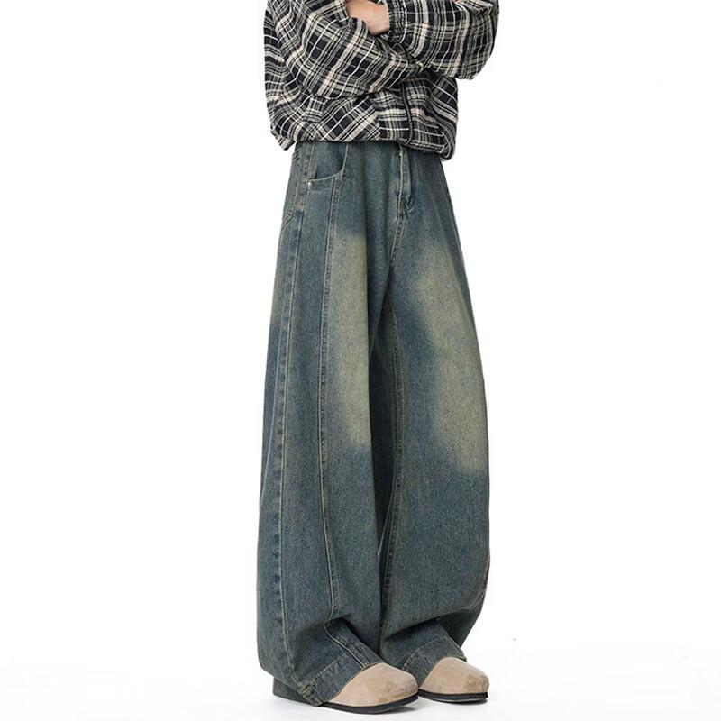 JEEP SPIRIT Men's Retro Loose Fit Straight Jeans