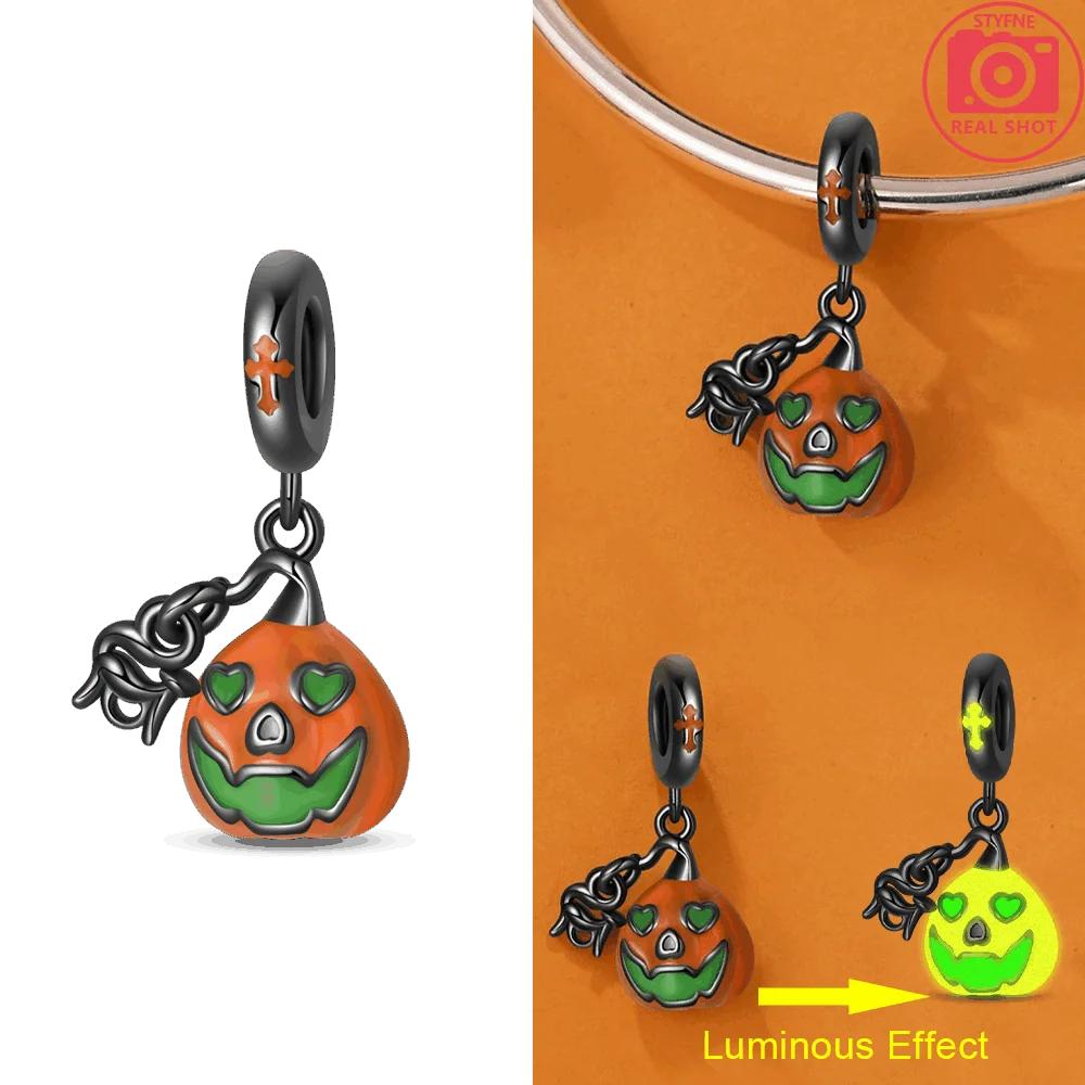 

Оригинальная черная подвеска-бабочка, медный череп, светящийся тыквенно-красный призрак, бусины-шляпки, подходят для браслета, женские украшения, изысканный подарок, сделай сам