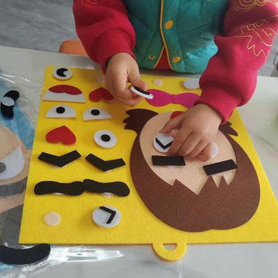 DIY Puzzle Felt Non-Woven Fabric Toys Early Childhood Education For Children Manual Cognitive Facial Expression Stickers Toys