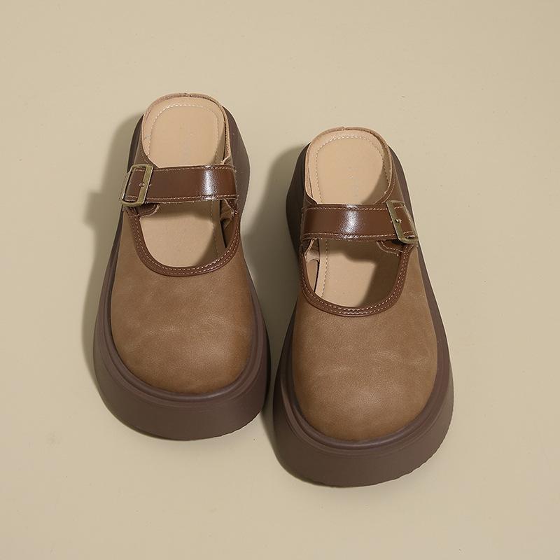 

Туфли-полусапожки с толстой подошвой, с закрытым носком, женская уличная обувь, новинка 2025 года, весна-лето, на платформе, Мэри Джейн, полусапожки 40 хаки