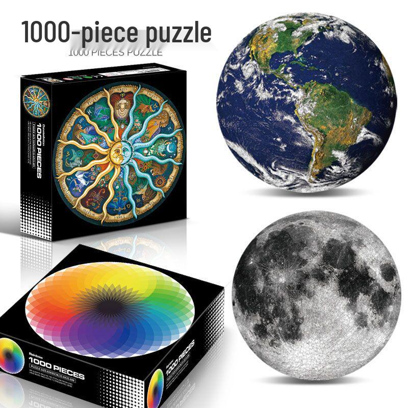 1000-Piece Adult Christmas & Halloween Round Jigsaw Puzzle Decompression Toy