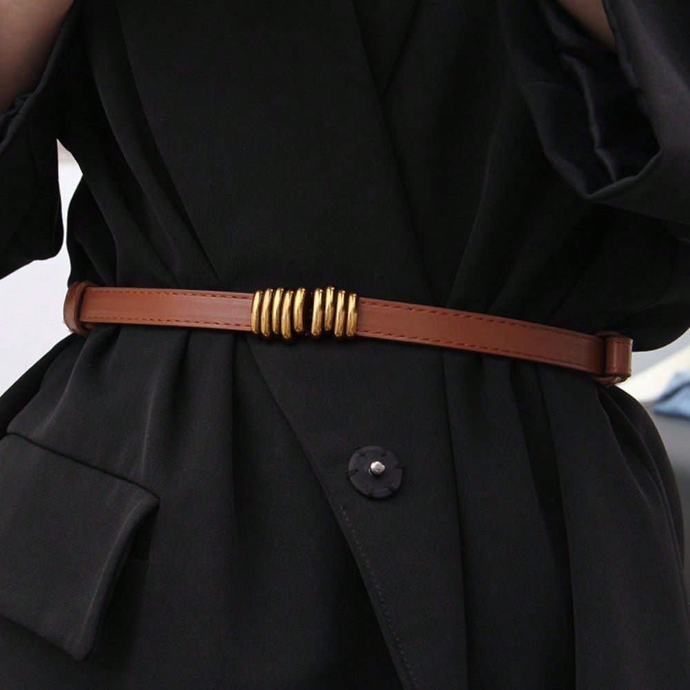 Suit Retro Thin Belt Women's Summer Fashion Versatile Decoration with Dress Skirt Coat Waist Seal Belt Black