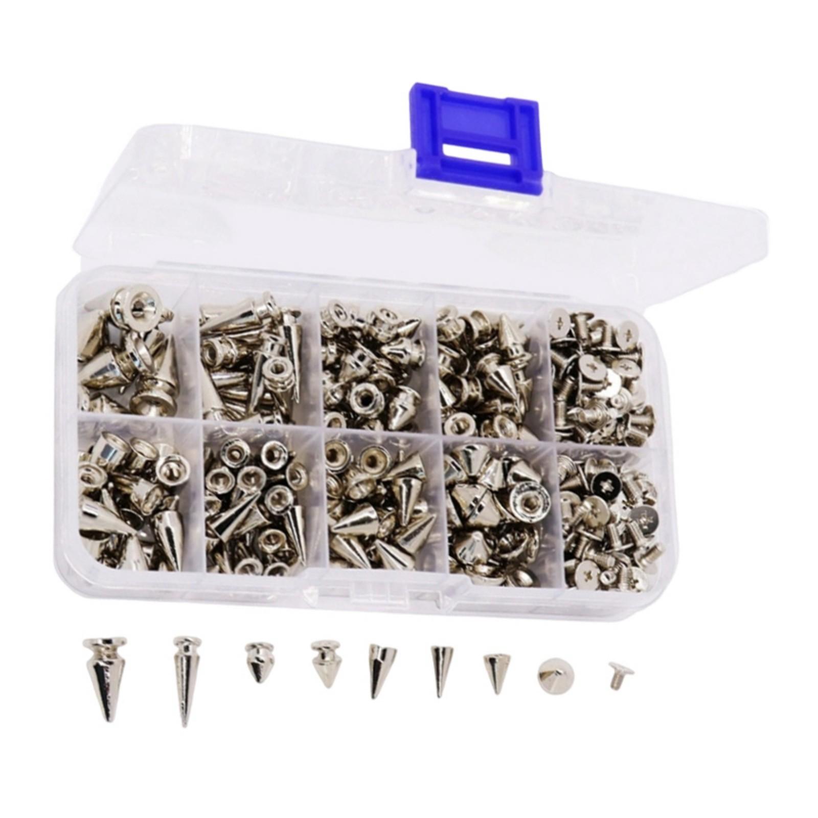 

354Pcs Spiked Rivets Silver Metal Punk Decorative Rivets Screwing Pointed Rivets Gothic Button Buckles Craft Decoration 1