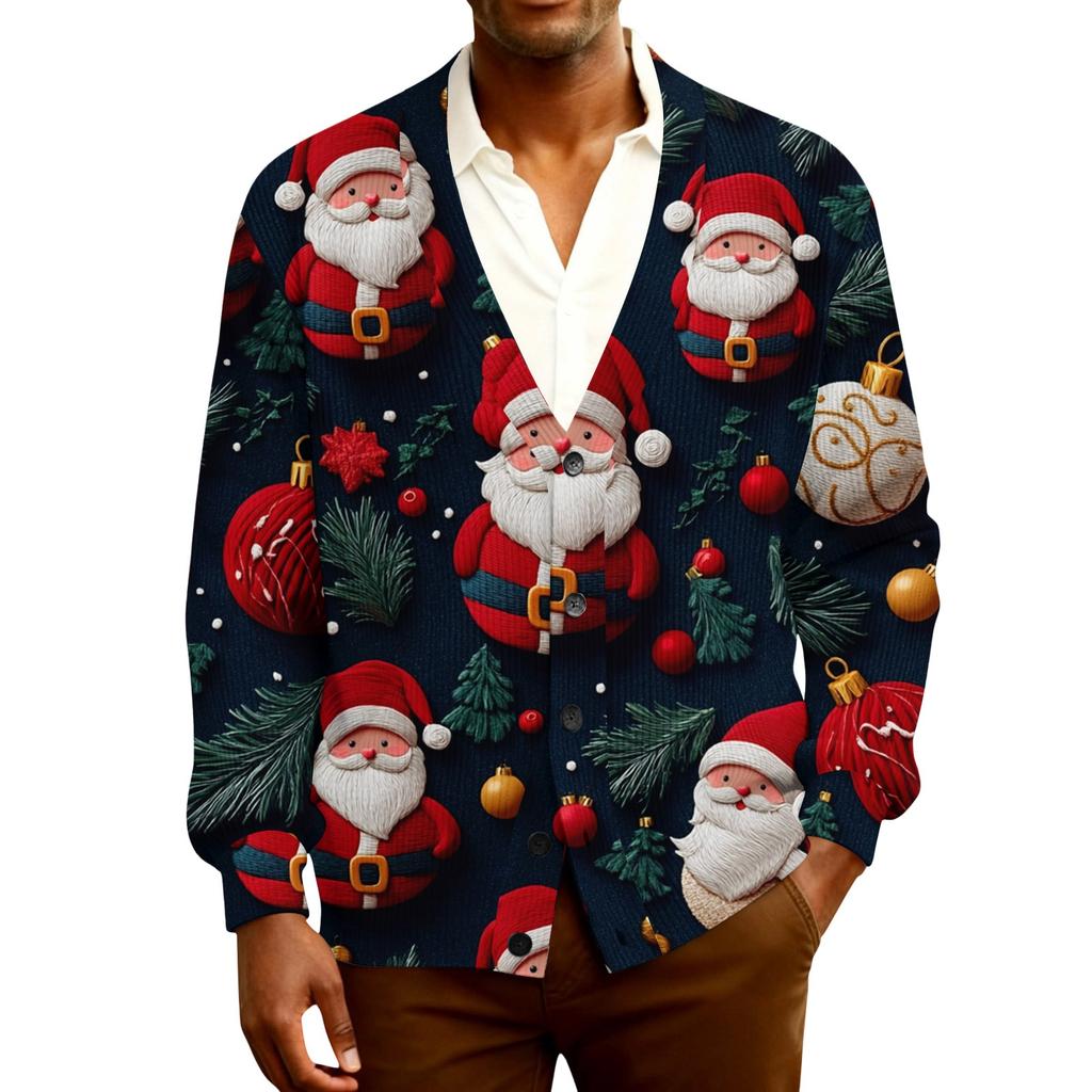 Men's Ribbed Knit Long-Sleeve Cardigan