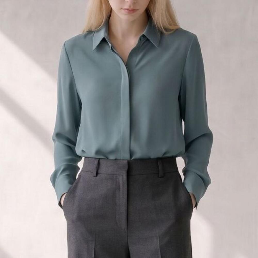 Desire Rose Women Wrinkle Free Hidden Button Blouse