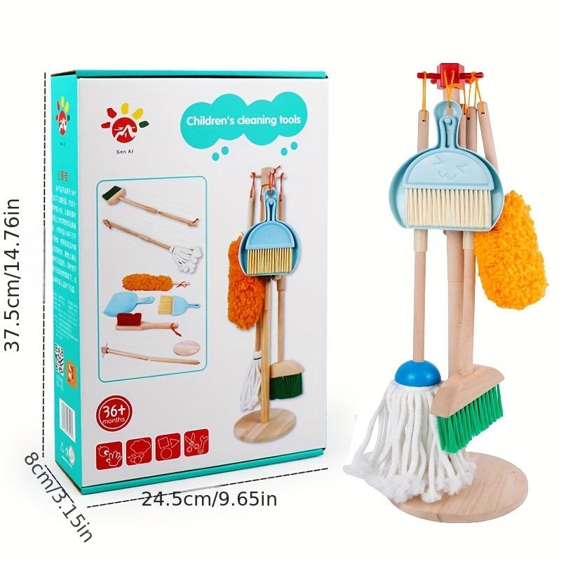 

Деревянный детский игровой домик Набор для уборки Игрушка для уборки, организации и подметания комнаты со шваброй, имитация инструментов 3 years old+