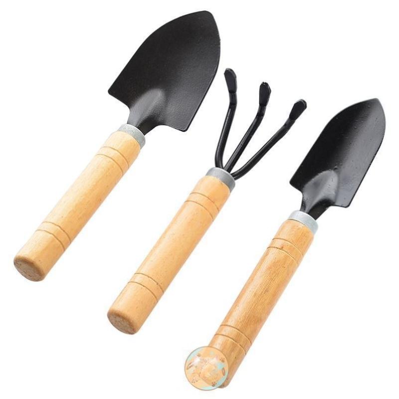 3-Piece Mini Gardening Tool Set Iron Steel Hand Trowel Transplant Spade Rake Suitable for Succulent Bonsai Indoor Plants Miniature Landscape Creation