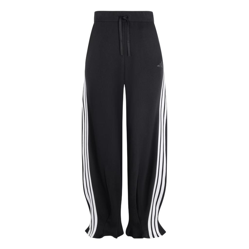 Adidas French Terry Rose Joggers Loose Striped Drawstring Mid-Rise Knitted Sports Pants Women Bottoms Black KC4002