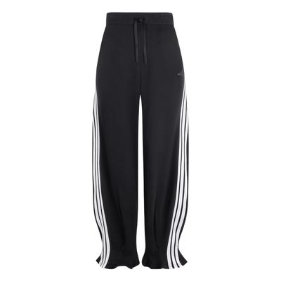 French Terry Rose Joggers Loose Striped Drawstring Mid-Rise Knitted Sports Pants Women Bottoms Black KC4002