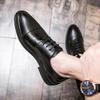 Four Seasons New Men's British Business Casual Pointed Small Leather Shoes Korean Edition Brock Trend Shoes Groom Wedding Shoes
