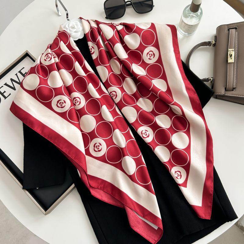 Letra Estampada Seda Imitada de Alta Qualidade Lenço de Seda Twill Decorativo Feminino