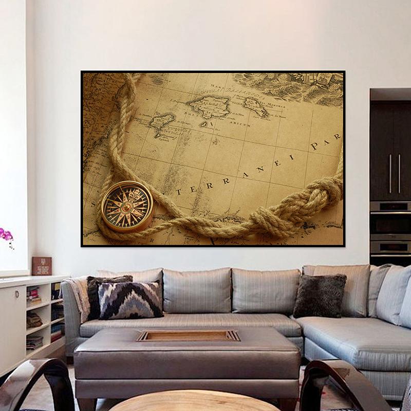 Dekoratif Asılı Resim Vintage Dekoratif Harita Duvar Dekor Oturma Odası Çalışma Malzemeleri Ev Dekorasyon