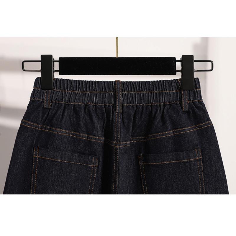 DIMANAF Plus Size 2025 Women Shorts Pants Summer Elastic Loose Jeans Short Basic High Waist Casual Harem Pants 5XL