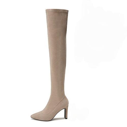 High Heel Boots New Skinny Boots Thick Heel Over Knee Boots Skinny Small Tall Elastic Boots