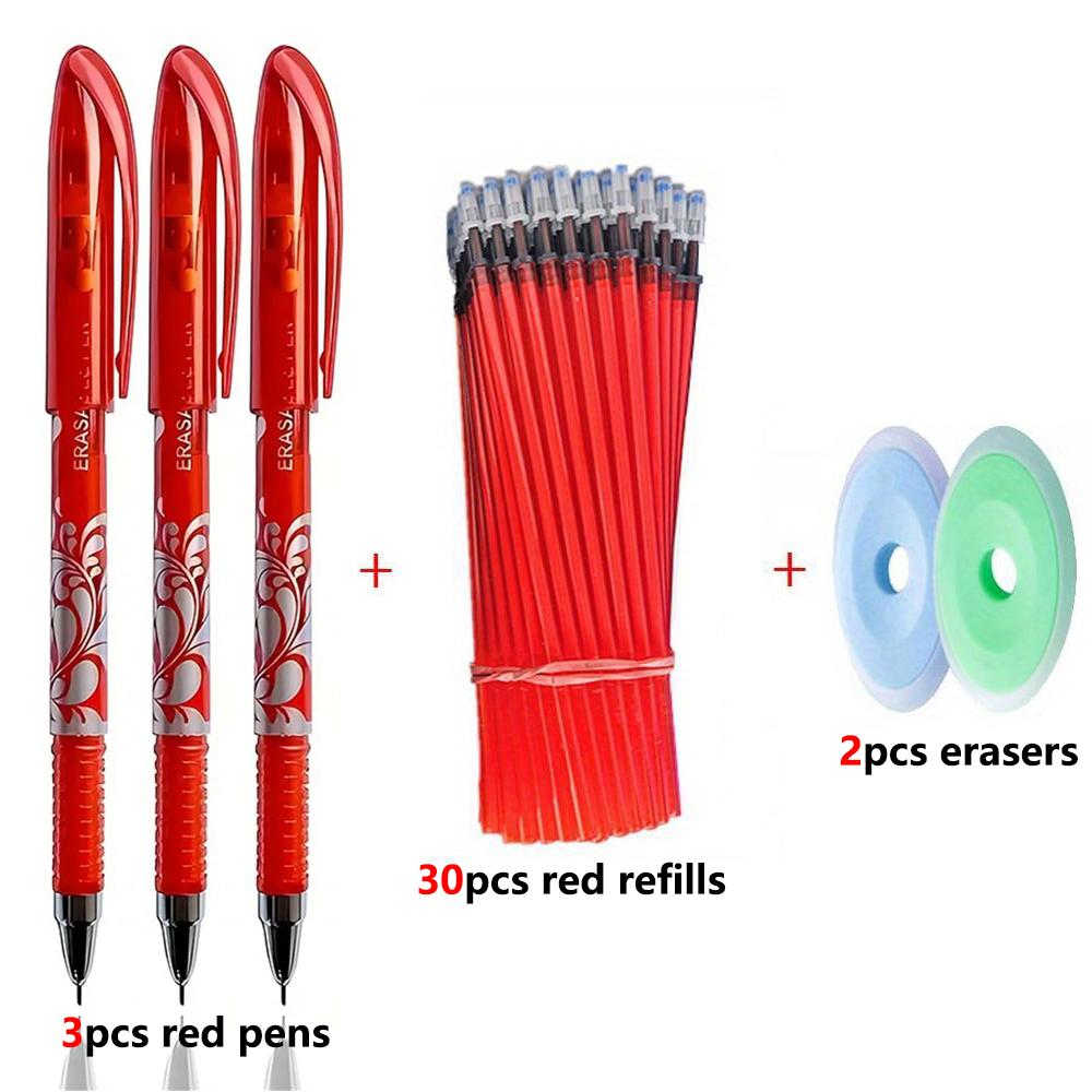

35 шт./набор 6 цветов нейтральные стираемые ручки, синие/черные/красные/зеленые/оранжевые/фиолетовые чернила гелевые ручки для письма моющиеся ручки школьные канцелярские принадлежности 35pcs set красный