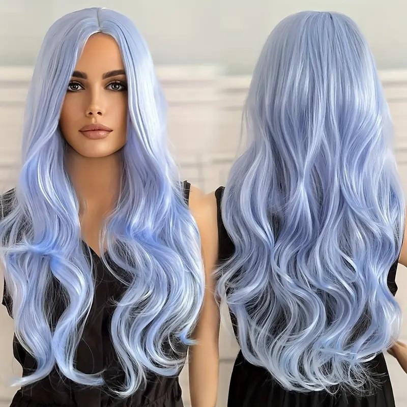 Front Lace Wig Women Natural Middle Part Long Wavy Full Cap Heat Resistant Synthetic Hair