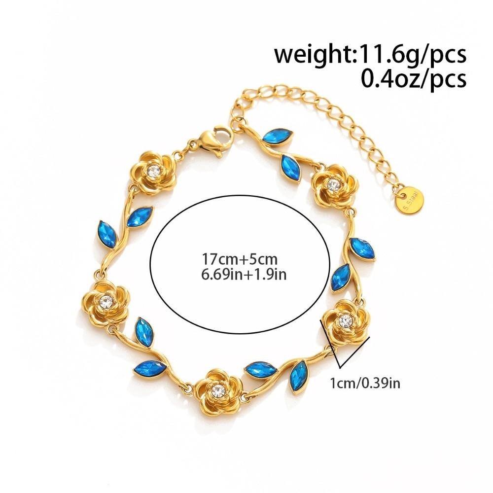 18K Gold Plated Stainless Steel Rose Bracelet Stackable Wrist Jewelry Stackable Layering Look