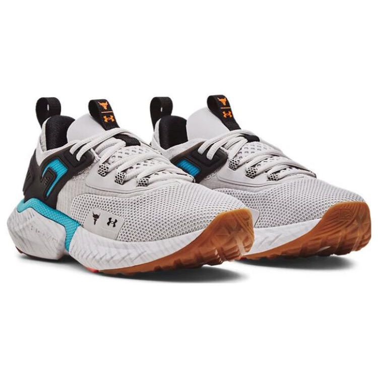 Under Armour Project Rock Johnson 5 Non-Slip Durable Low-Top Training Shoes Women Sneaker Gray Blue 3025436-101