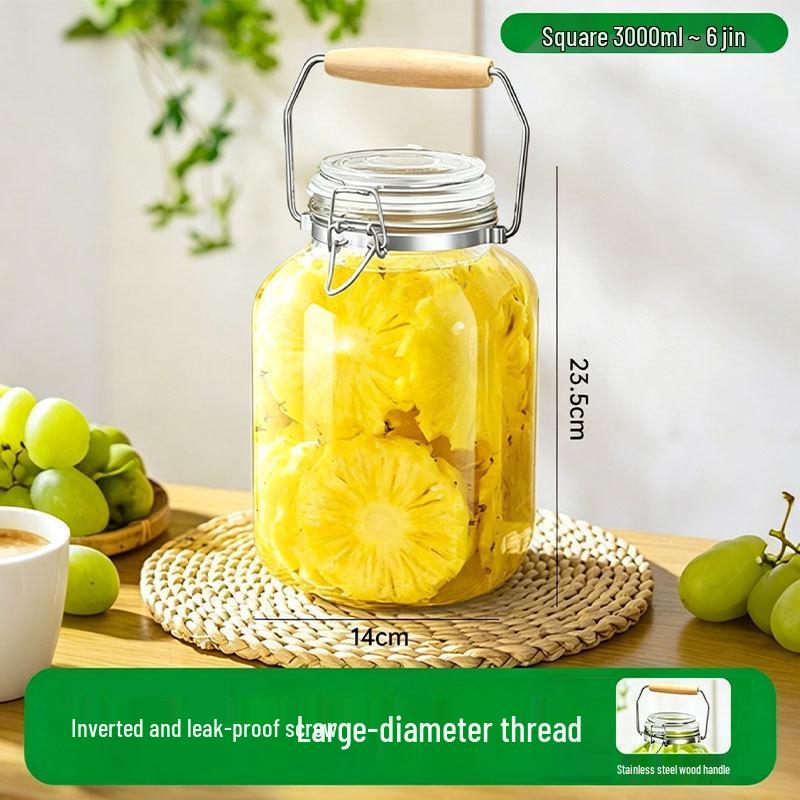 Transparent Glass Sealable Food Storage Jar & Pickling Crock