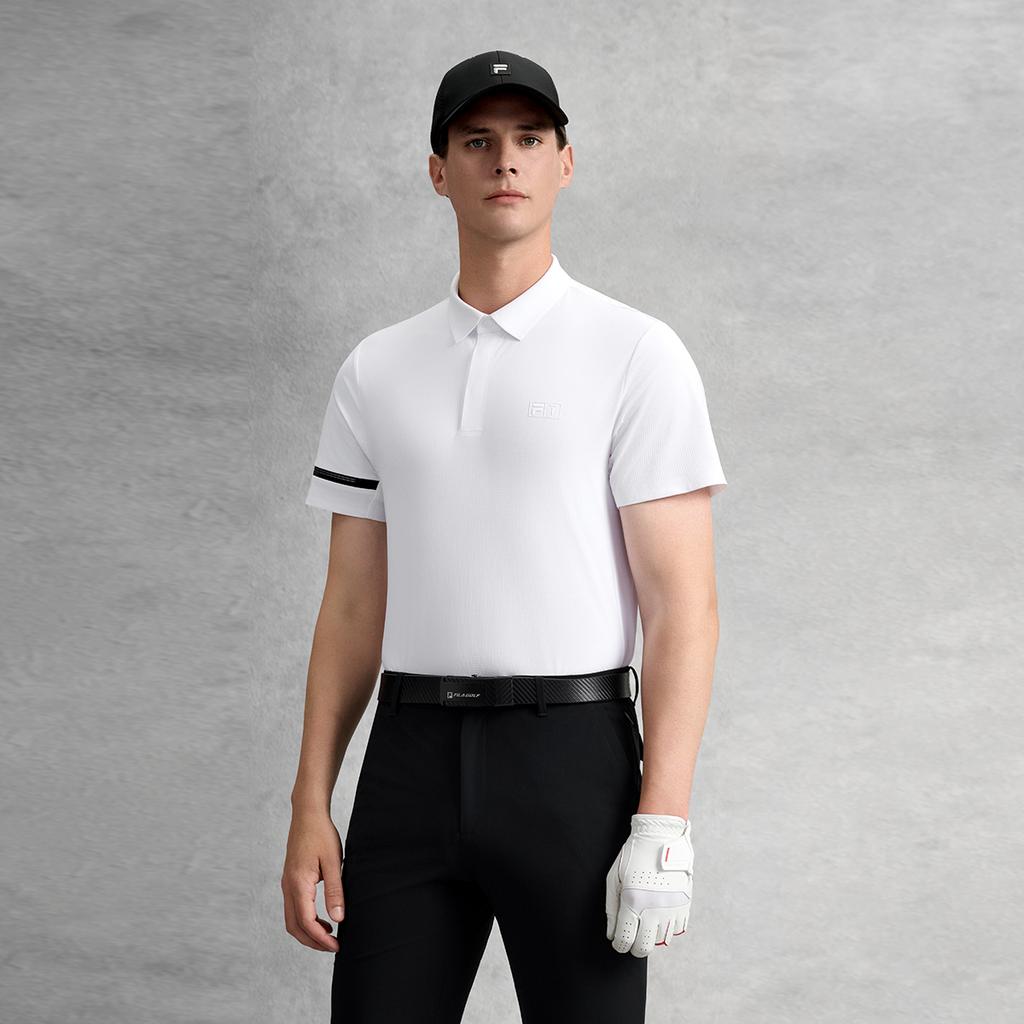 FILA Golf Series Cool Touch Fashionable Polo Shirt Men tops Jade-White A11M635156FWT