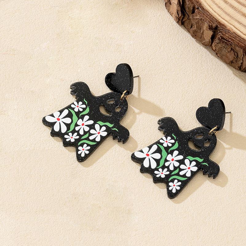 Neue Ohrringe süße Kürbis Totenkopf Geist Acryl Geometrische Ohrringe Nischen Ohrschmuck Damen