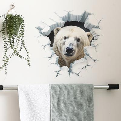 Broken Polar Bear Bathroom Toilet with Home Background Decorative Wall Stickers