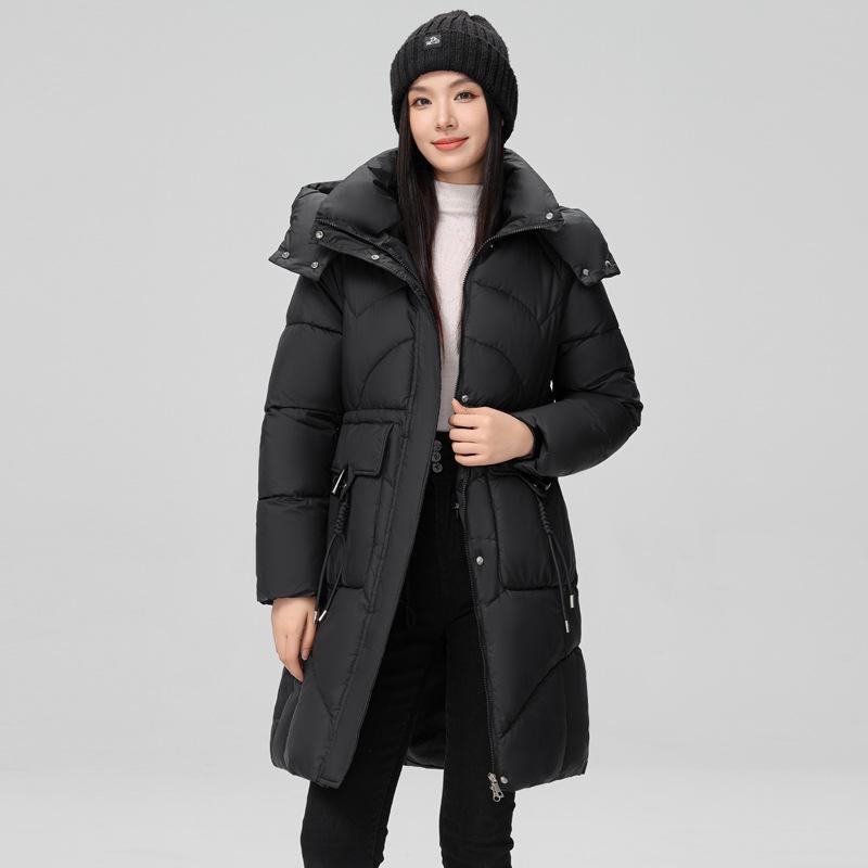 Down cotton jacket women's mid-length 2025 winter new Korean version loose plus size thickened padded jacket hooded cotton jacket