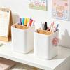 1Grid Bamboo Partition Storage Box Desktop Partition Pen Makeup Brush Holder Bathroom Toothbrush Rack Office Stationery Sort Box