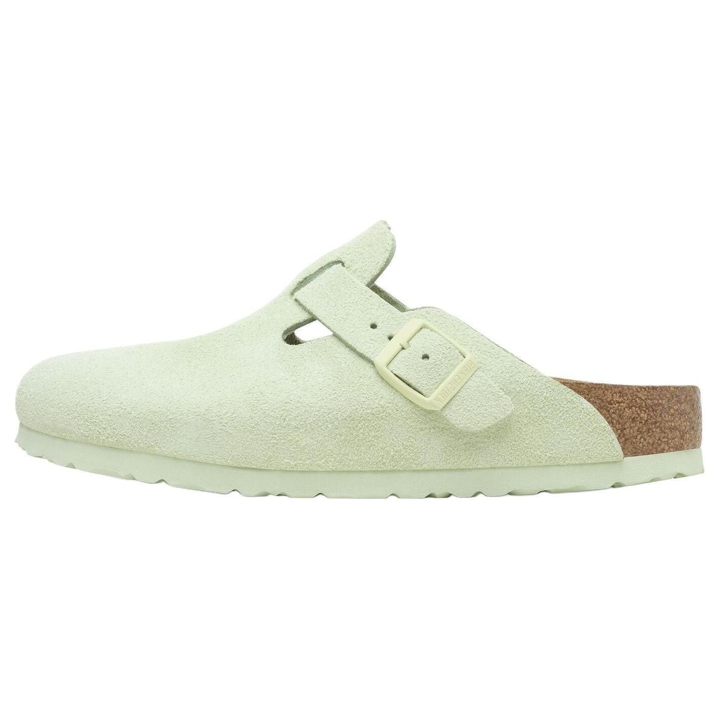 Birkenstock Boston Suede Minimalist Versatile Closed-Toe Slippers Unisex slippers Green 1027678 37
