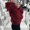 Dameshoodies Dameskleding Streetwear Mode Hooded Imitatiebont Pluche Jas Effen Kleur Jas