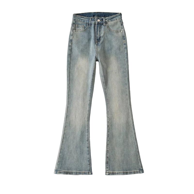 

За Осень Новая Женская одежда 2025 Западный стиль Ретро Стрейч Облегающие джинсы Скинни Слимминг Широкие брюки Nostalgic Blue L