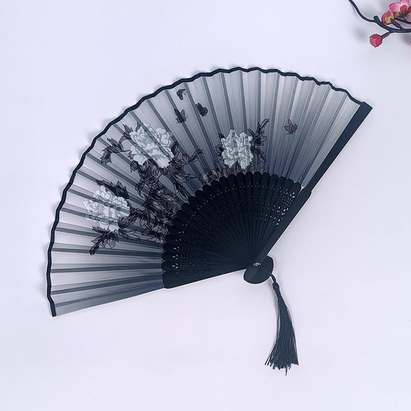 Hanfu skládací vějíř pro ženy inspirovaný japonským a čínským stylem – Scénický tanec bambusový styl