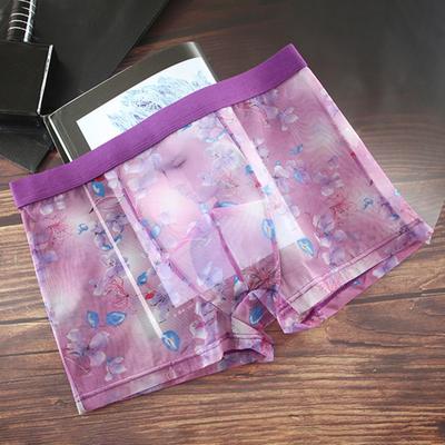Men Boxer Underwear Mid-rise Comfortable Fit High Elasticity Shorts Panties Lace Mesh Yarn Seamless Underwear