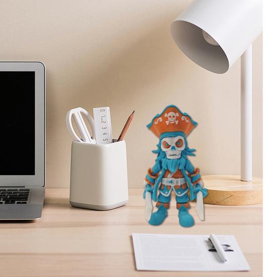 

Фигурка пиратского скелета, напечатанная на 3D-принтере, с подвижными суставами, фигурка пирата на Хэллоуин, шарнирная модель пирата, игрушка, украшение для дома, офиса, рабочего стола