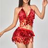 2 Pieces, Bra With Sequined Tassels, Fringed Top, Belly Dance Skirt, Carnival, Club, Costumes