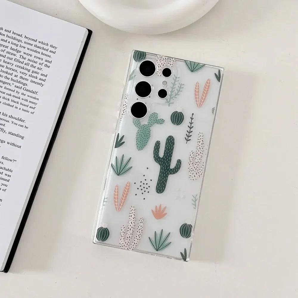 Süße handbemalte Handyhülle mit Blumen für Samsung S25 S24 S22 S21 FE Ultra Klare Silikonhüllen für Samsung Galaxy S23 Plus Ultra Hülle