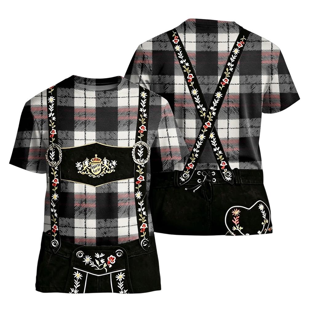 Men's Vintage Pattern Short Sleeve T Shirt Loose Fit Casual Summer Top with Classic Plaid and Retro Print Design for Daily Wear