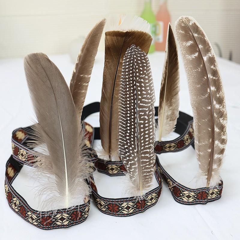 Halloween Feather Headband Cosplay Tribal Hat Kids Adult Party Costume Accessory