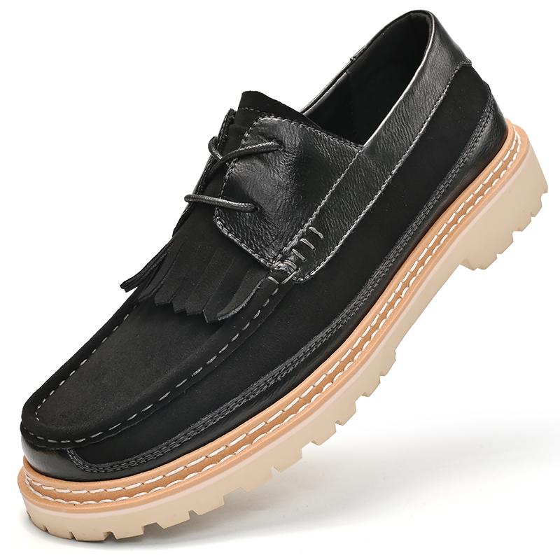 

Модная обувь дерби для мужчин на четыре сезона, трендовый стиль джентльмена, толстая подошва, уличная мода, для вечеринок, 38-46, обувь для молодых людей, горячая новинка 46 чёрный