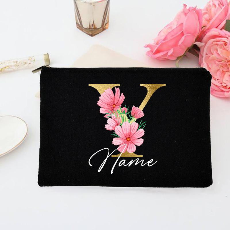 Personalized Makeup Bag Custom Initial with Name Bridal Cosmetic Case Monogram Toiletries Pouch Wendding Gifts for Bridesmaid