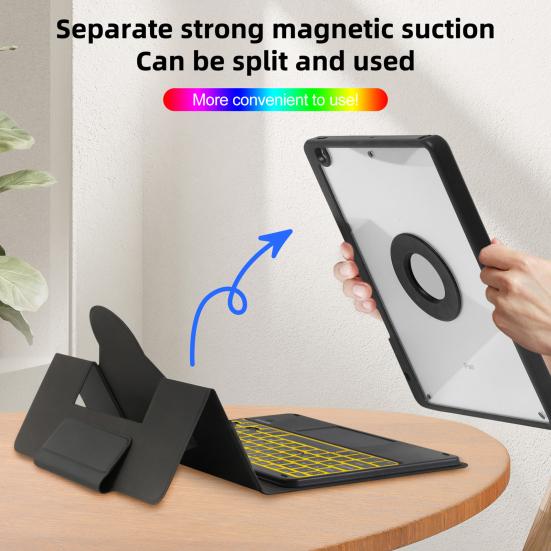 Tablet Bluetooth-compatible Keyboard with Protective Case Colorful Backlit Design Detachable Keyboard Cover Protector for iPad 10 2022