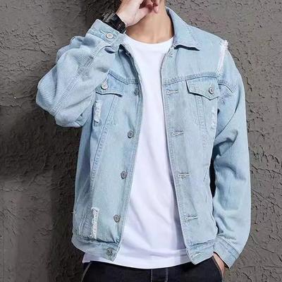 New Men's Causal Retro  Denim Jacket Fashion Washed Denim Top Outerwear