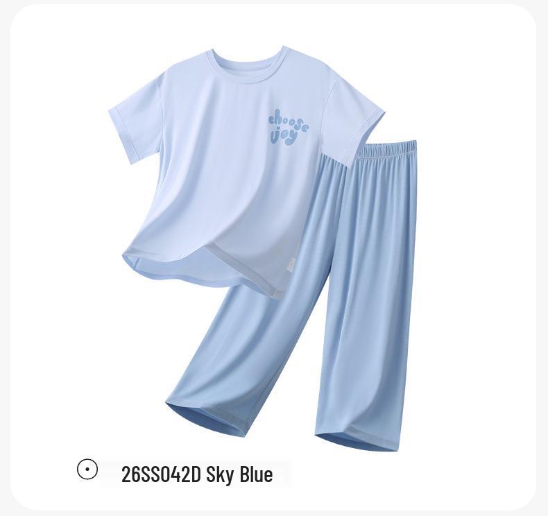 Lanjing Modal Summer Pajamas Set for Kids - Lightweight Ice Silk Homewear for Boys & Girls