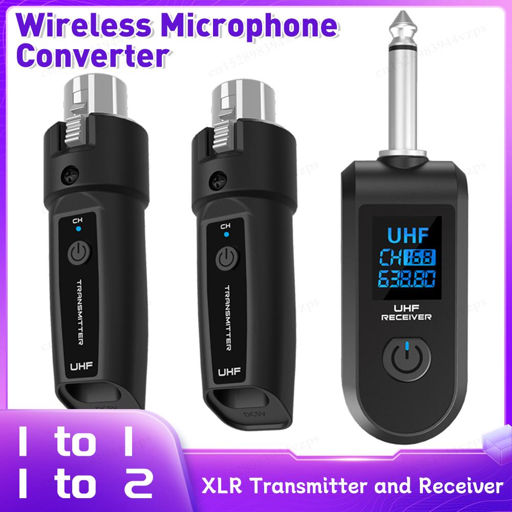 Wireless Microphone Transmitter Receiver System UHF XLR Adapter System for Dynamic Microphone Guitar Audio Mixer PA System DGNOG