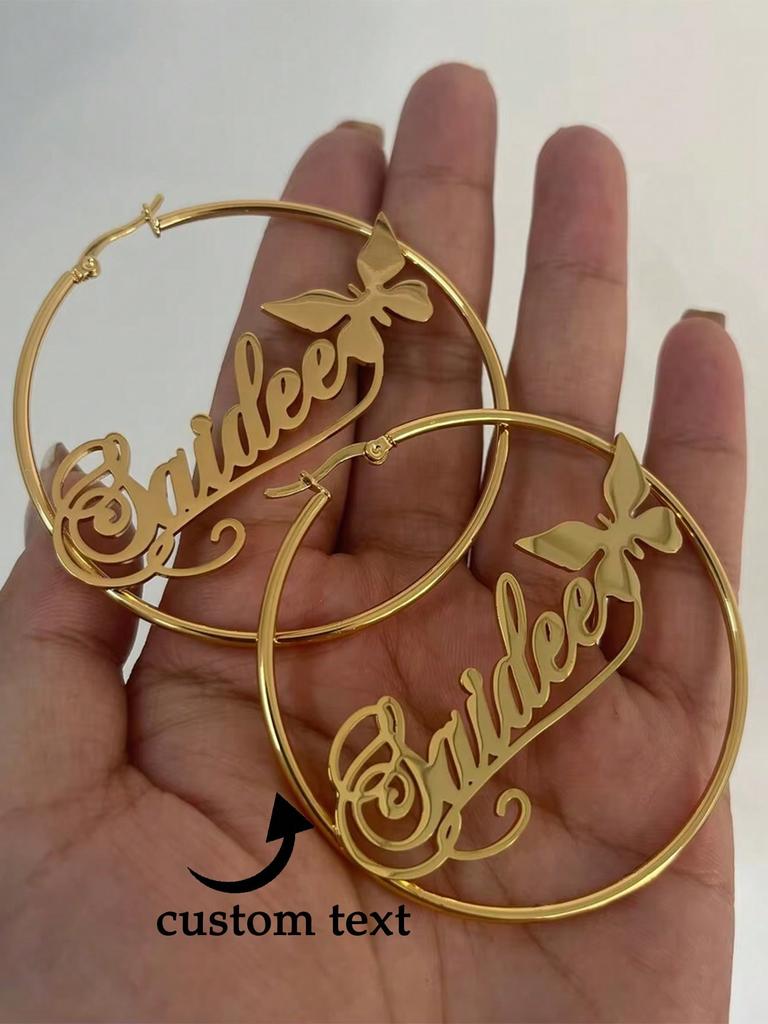 Custom Name Long Chain Threader Earrings For Women Girls Personalization Name Dangle Drop Earring Stainless Steel Jewelry Gift